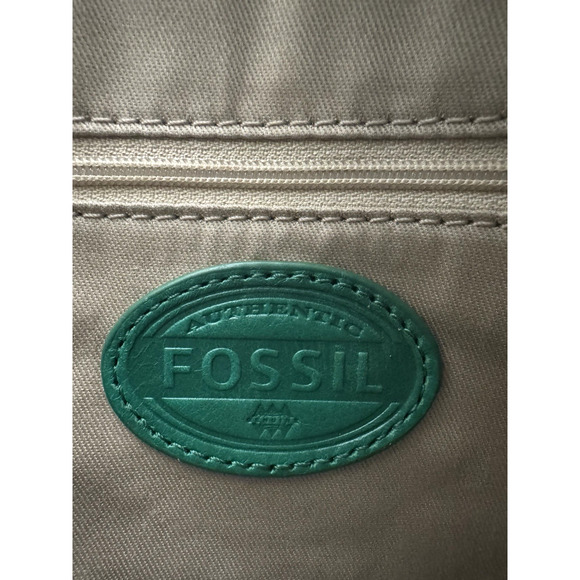 Fossil Crossbody Bag Green Blue Leather Top Zip Multiple-Pockets Convertible - Picture 3 of 16